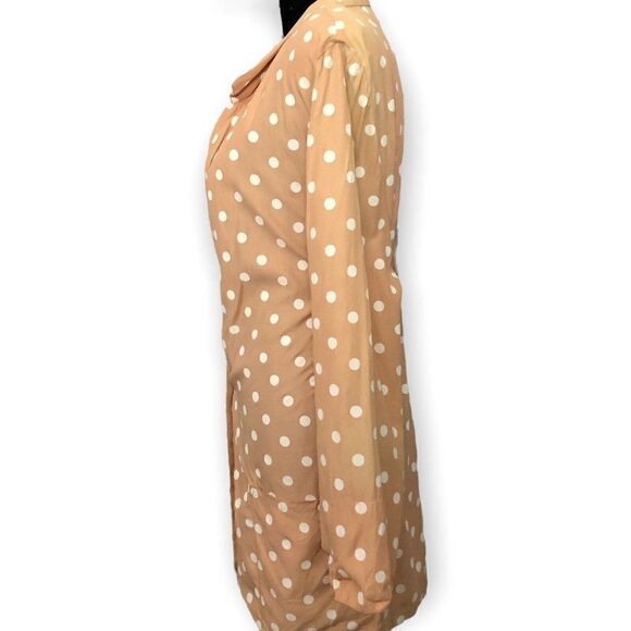 Brittany Nicole Vintage Polkadot Tan Peach Blazer Size Medium Long Sleeve Mid - Picture 2 of 11